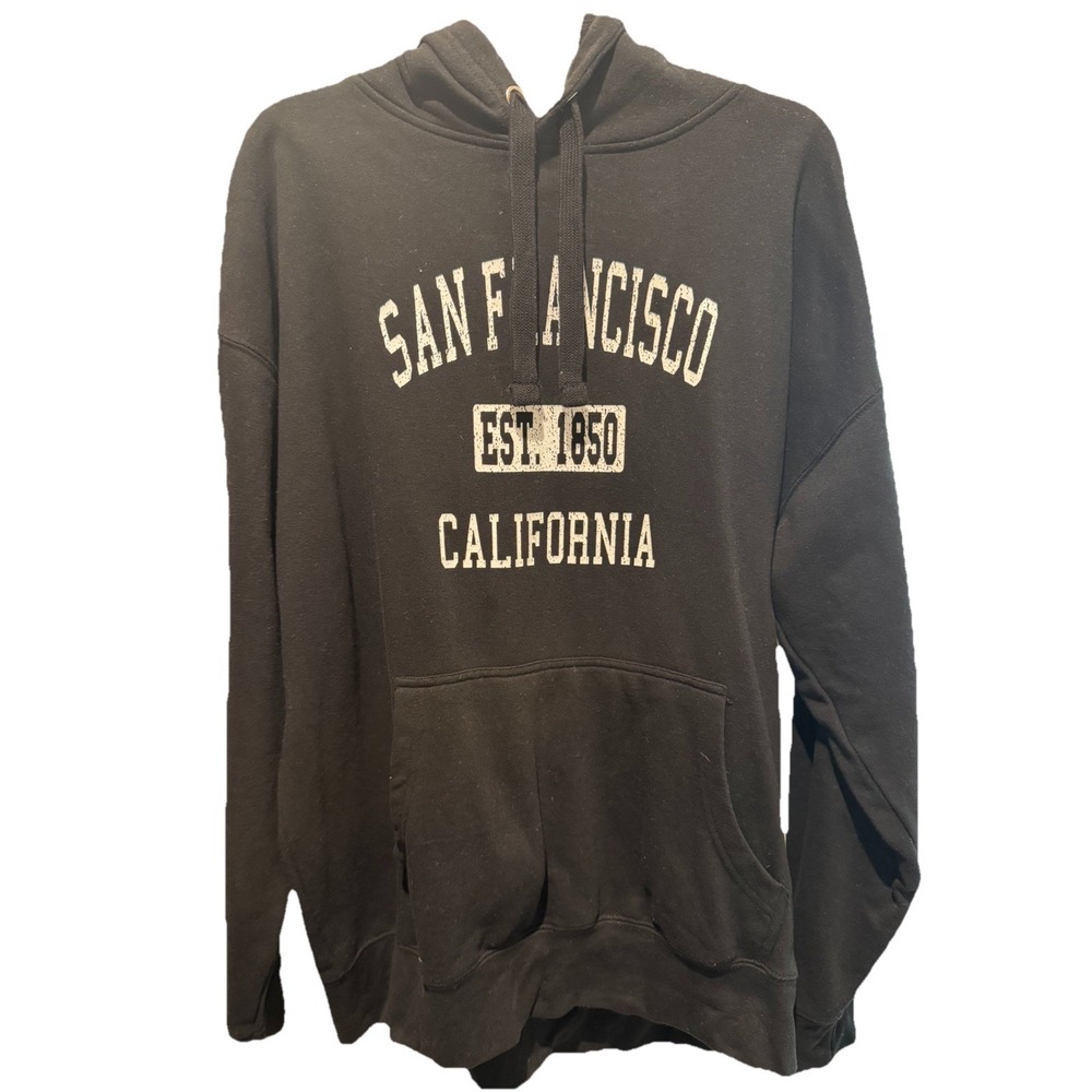 Black Hooded Sweatshirt. Unisex XL. San Francisco. Est 1850.